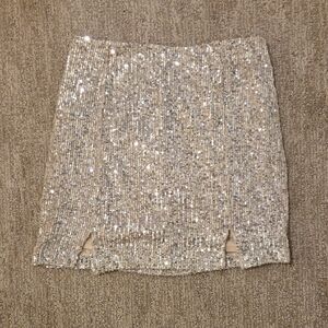 Love on a Hanger Glittering Silver Mini Skirt